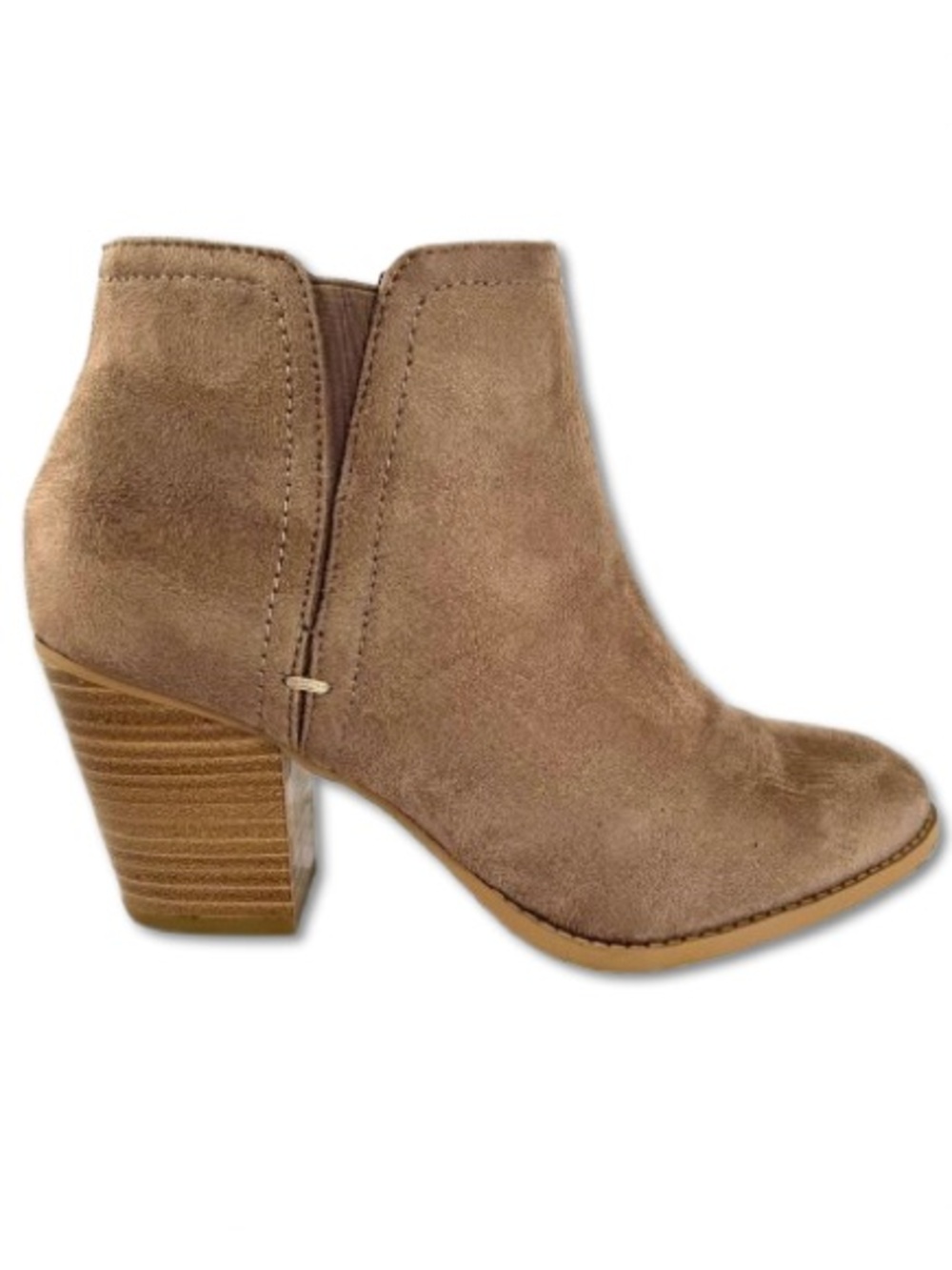 City Classified Vegan Faux Suede Mushroom Tan Ankle Boot Western Bootie Size 7